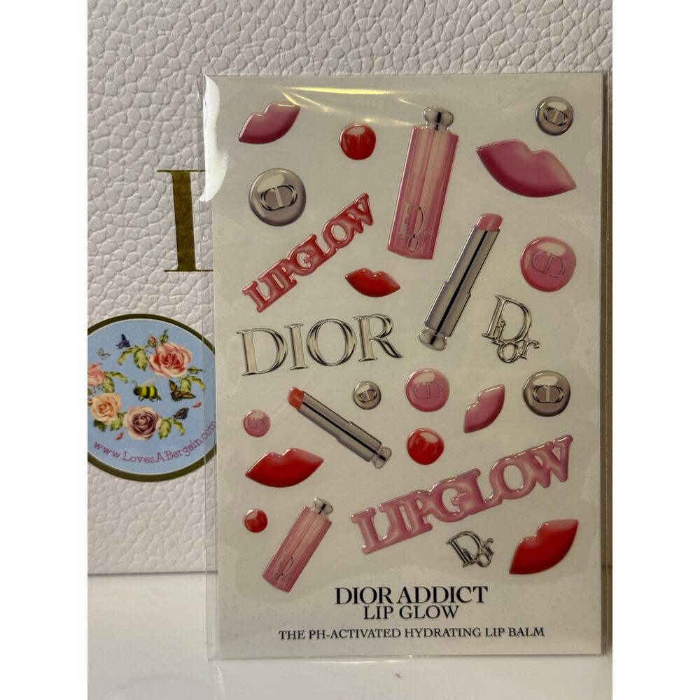 Dior Addict Lip Glow Stylish GWP Stickers - Pink, Red & Silver - NEW in Package